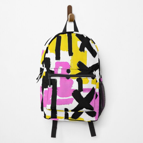 Item preview, Crosses and Lines - Abstract Pop Art - Black, Pink, Yellow, and White designed and sold by Inomaly Art.