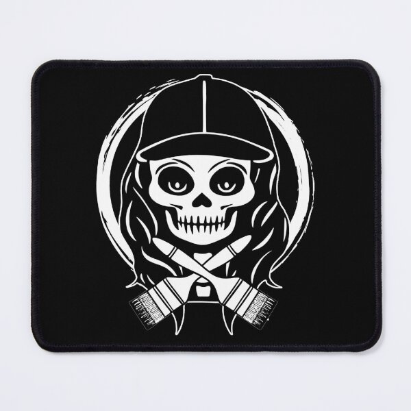 Item preview, Female Painter Skull and Paint Brushes Crossed Tools White Logo designed and sold by Nuletto.
