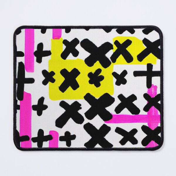 Item preview, Cross Pattern - Abstract Pop Art - Black, Pink, Yellow, and White designed and sold by Inomaly Art.