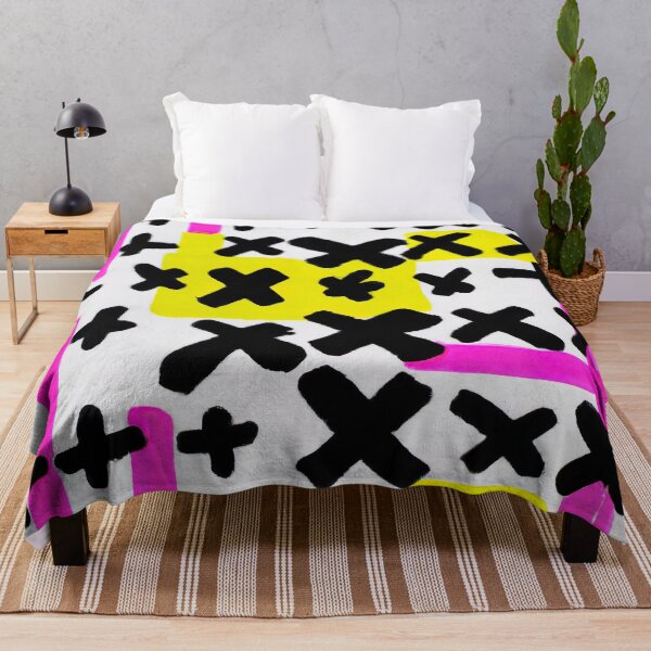 Item preview, Cross Pattern - Abstract Pop Art - Black, Pink, Yellow, and White designed and sold by Inomaly Art.