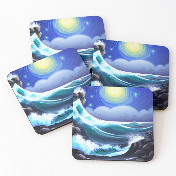 Item preview, Ocean Waves Moonlight Painting Series - Painting 6 -Throw Pillows and Prints.  designed and sold by ScatterHub.