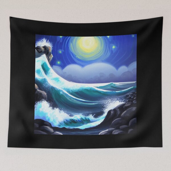 Item preview, Ocean Waves Moonlight Painting Series - Painting 6 -Throw Pillows and Prints.  designed and sold by ScatterHub.