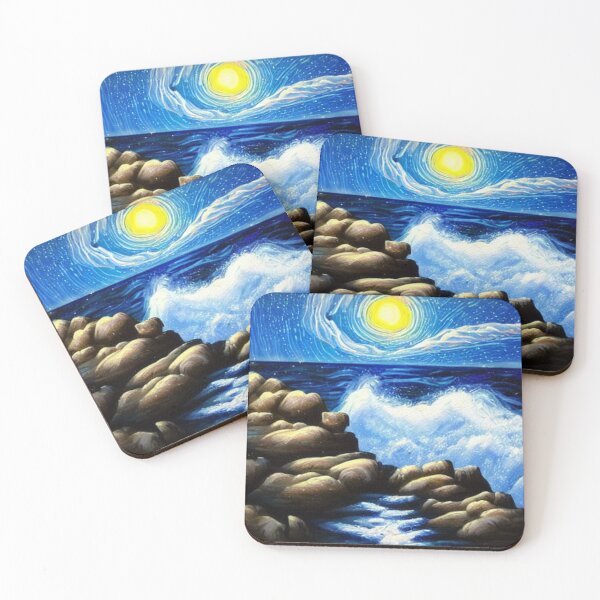Item preview, Ocean Waves Moonlight Painting Series - Painting 7 -Throw Pillows and Prints.  designed and sold by ScatterHub.