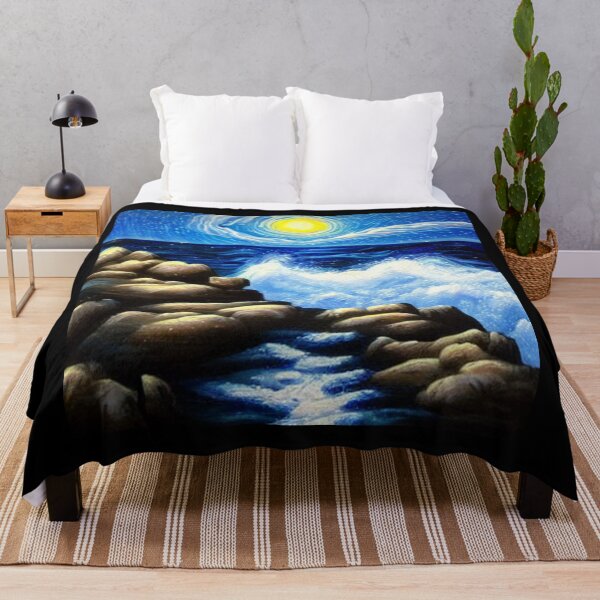 Item preview, Ocean Waves Moonlight Painting Series - Painting 7 -Throw Pillows and Prints.  designed and sold by ScatterHub.