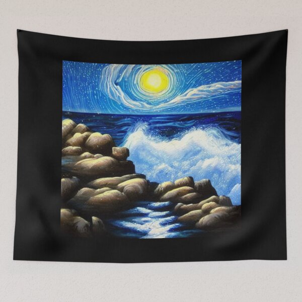 Item preview, Ocean Waves Moonlight Painting Series - Painting 7 -Throw Pillows and Prints.  designed and sold by ScatterHub.