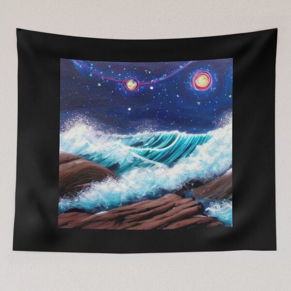 Item preview, Ocean Waves Moonlight Painting Series - Painting 8 -Throw Pillows and Prints.  designed and sold by ScatterHub.