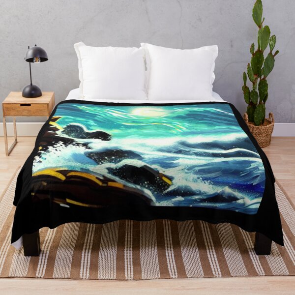 Item preview, Ocean Waves Moonlight Painting Series - Painting 9 -Throw Pillows and Prints.  designed and sold by ScatterHub.