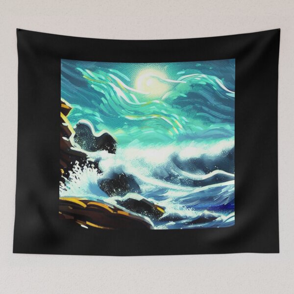 Item preview, Ocean Waves Moonlight Painting Series - Painting 9 -Throw Pillows and Prints.  designed and sold by ScatterHub.