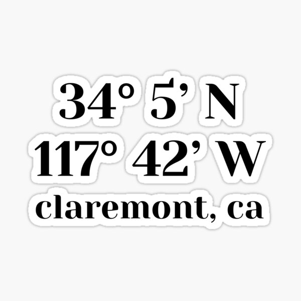 "map coordinates claremont mckenna" Sticker for Sale by cederucki
