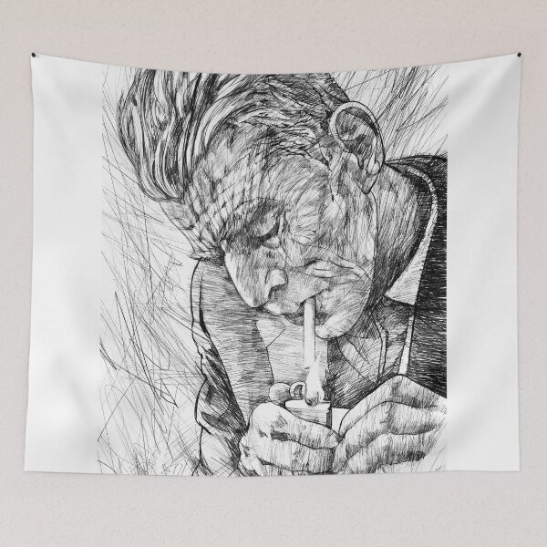 Item preview, SAMUEL BECKETT lighting a cigarette - pencil portrait designed and sold by lautir.