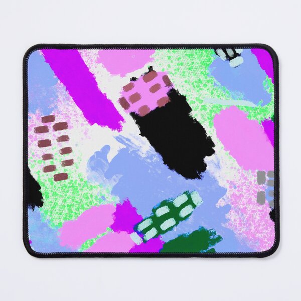 Item preview, Lilac, Purple, Black, Green, Blue and White Brushstrokes of Paint Pattern, Squares - Modern Art designed and sold by theprintedclub.