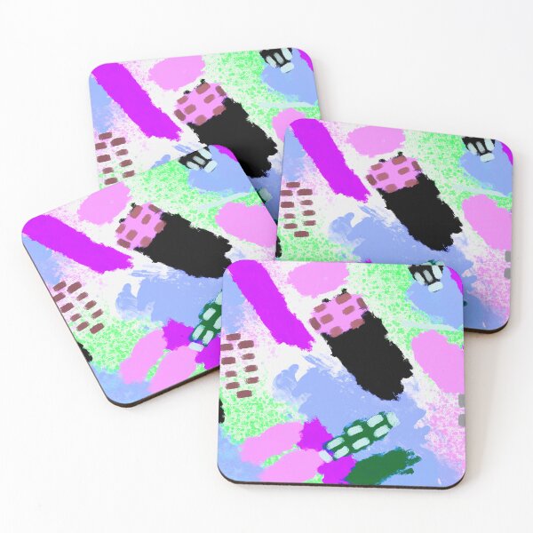 Item preview, Lilac, Purple, Black, Green, Blue and White Brushstrokes of Paint Pattern, Squares - Modern Art designed and sold by theprintedclub.