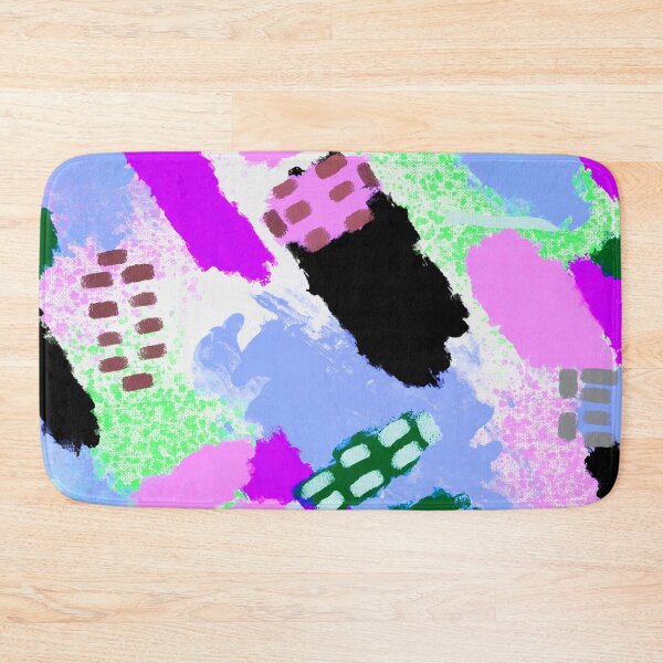 Item preview, Lilac, Purple, Black, Green, Blue and White Brushstrokes of Paint Pattern, Squares - Modern Art designed and sold by theprintedclub.
