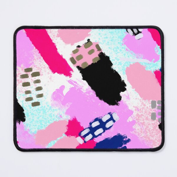 Item preview, Pink, Purple, White, Black, Baby Blue, Lilac and Blue Brushstrokes of Paint Pattern, Squares - Modern Art designed and sold by theprintedclub.