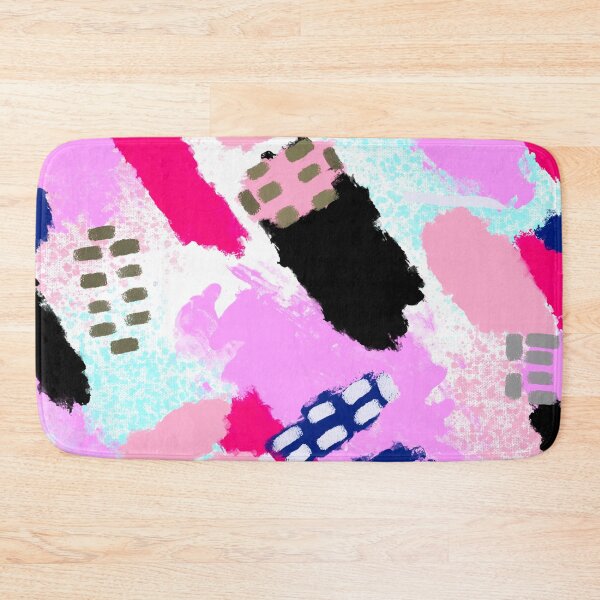 Item preview, Pink, Purple, White, Black, Baby Blue, Lilac and Blue Brushstrokes of Paint Pattern, Squares - Modern Art designed and sold by theprintedclub.