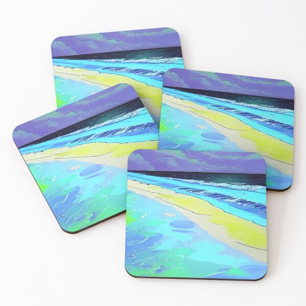 Item preview, Bioluminescent Beach at Night, ink drawing impasto, Ai Generated Art  designed and sold by ACC .