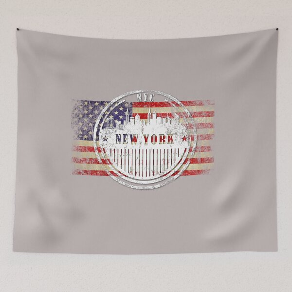 Item preview, US flag with silhouette New York City    designed and sold by IvonDesign.