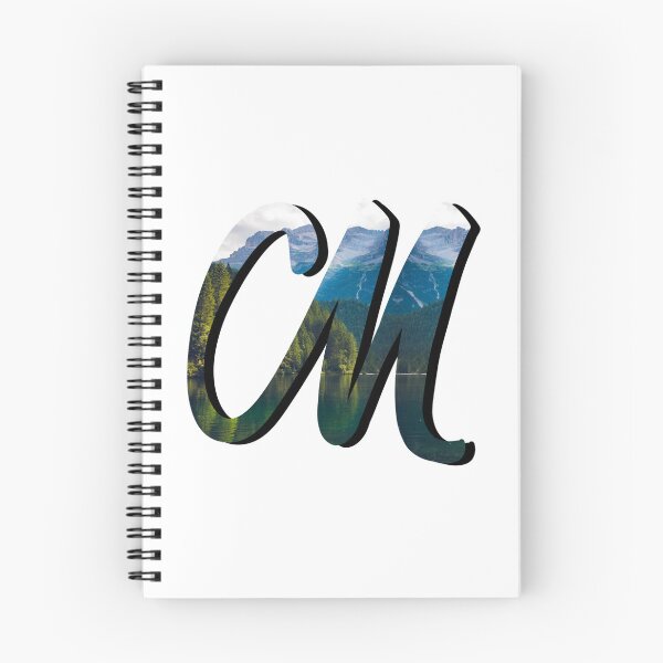 Item preview, Letter M Monogram Script Initial Forest Mountain Lake  Variant  designed and sold by quirkycounselor.