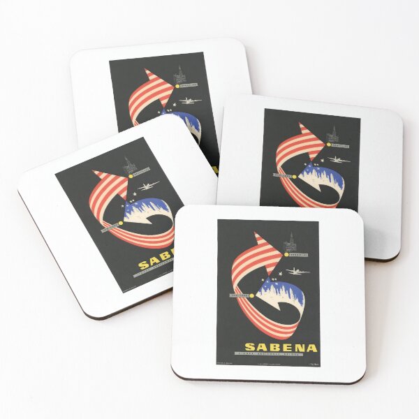 Item preview, SABENA Brussels to New York Vintage Travel Label 50's designed and sold by Mitch-Angelo.