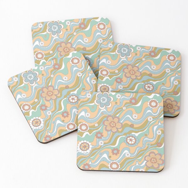 Item preview, Retro floral swirl 70s pattern designed and sold by ReneMagritteArt.