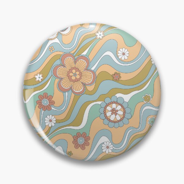 Item preview, Retro floral swirl 70s pattern designed and sold by ReneMagritteArt.