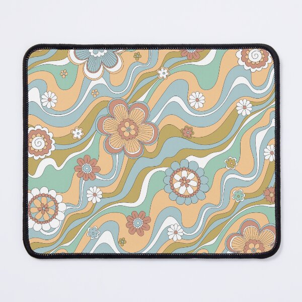Item preview, Retro floral swirl 70s pattern designed and sold by ReneMagritteArt.