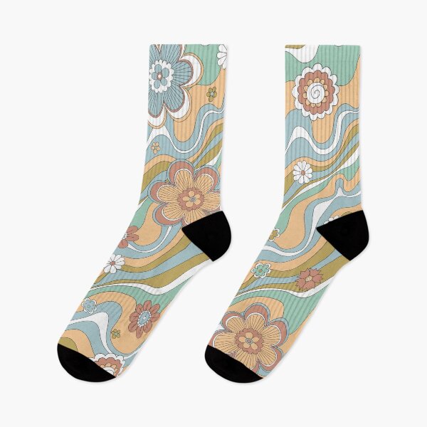 Item preview, Retro floral swirl 70s pattern designed and sold by ReneMagritteArt.