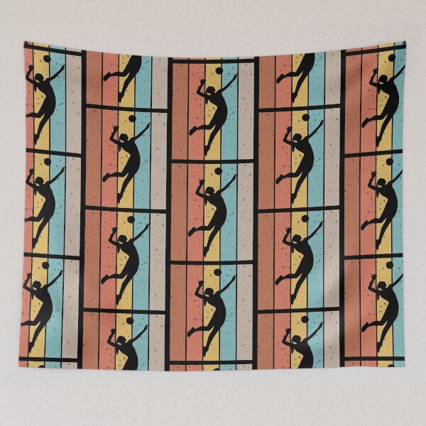 Item preview, Volleyball Spiker in Silhouette Beautiful Vintage Colorful Background designed and sold by efenem.