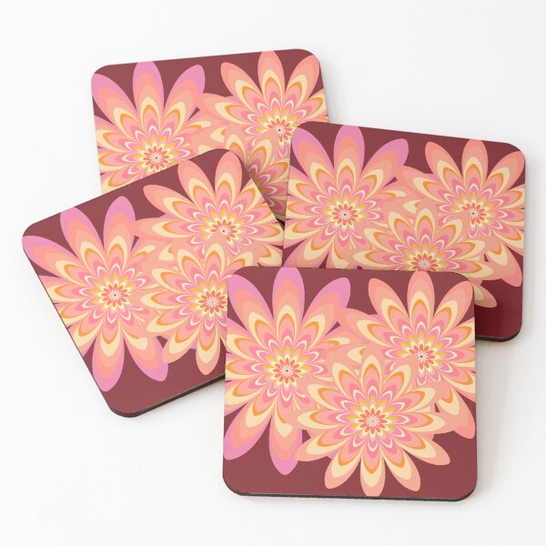 Item preview,  pink dahlia flowers retro style red  designed and sold by Bakkia.