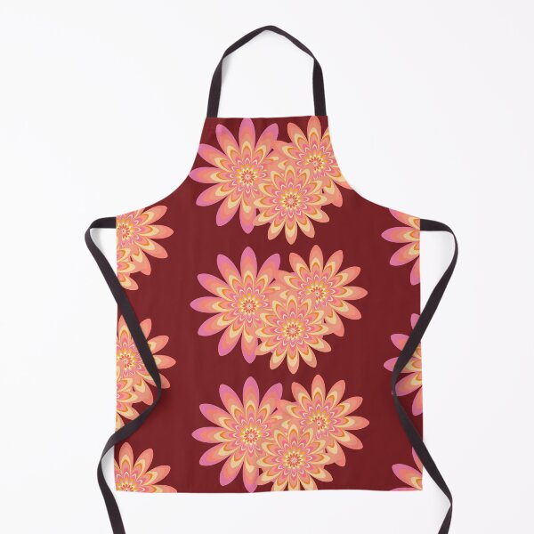 Item preview,  pink dahlia flowers retro style red  designed and sold by Bakkia.