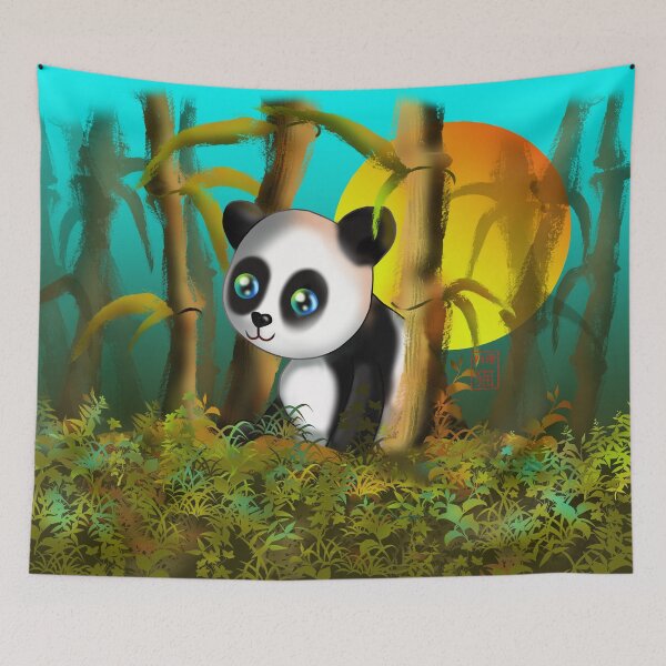 Item preview, baby panda with bamboo designed and sold by BeingNow.