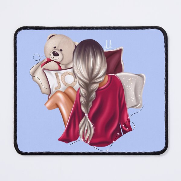 Item preview, Christmas girl with teddy bear designed and sold by Moniartprints.