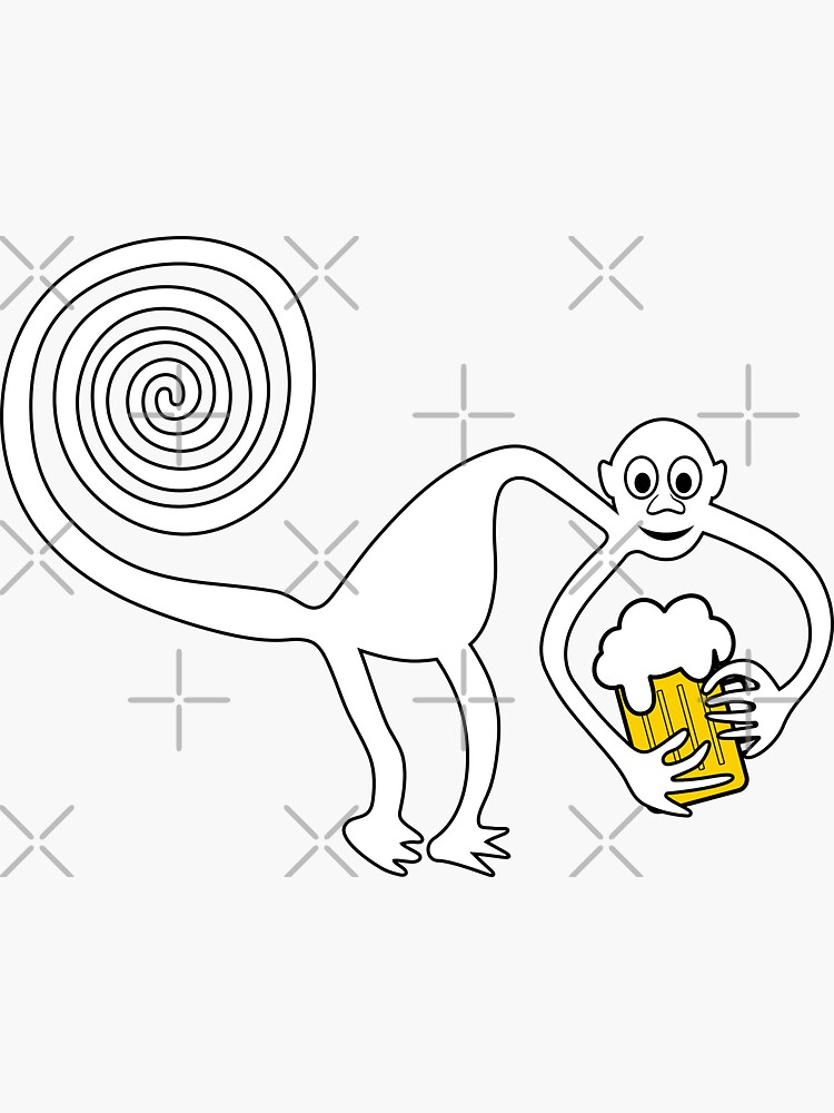 "Monkey with beer and beer belly" Sticker for Sale by siloto Redbubble