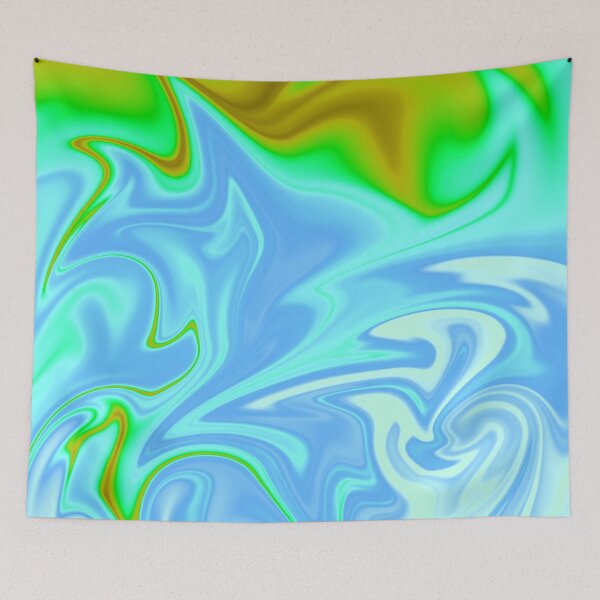 Item preview, Blue Turquoise Green Orange Brown White Liquid Art. Liquid Marble. Abstract Design. designed and sold by Jason123za.