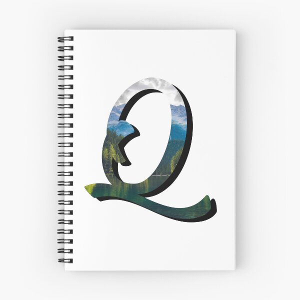 Item preview, Letter Q Monogram Script Initial Forest Mountain Lake Variant  designed and sold by quirkycounselor.