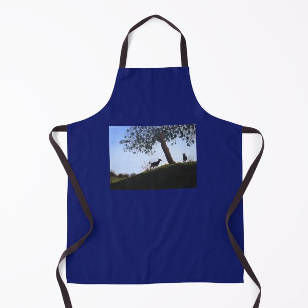 Item preview, cone tree on hillside with dogs playing   designed and sold by pollywolly.