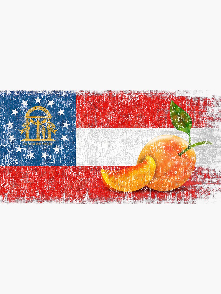 Peach State. Flag, Distressed" Sticker by STYLESYNDIKAT