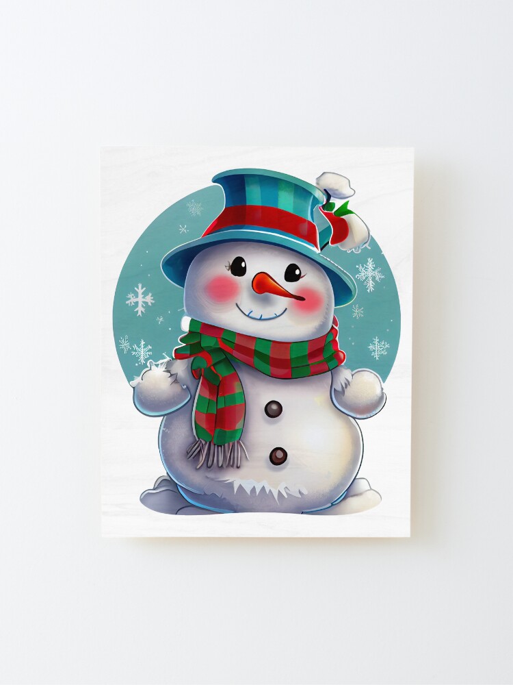 Alternate view of Christmas Snowman - Sticker Mounted Print