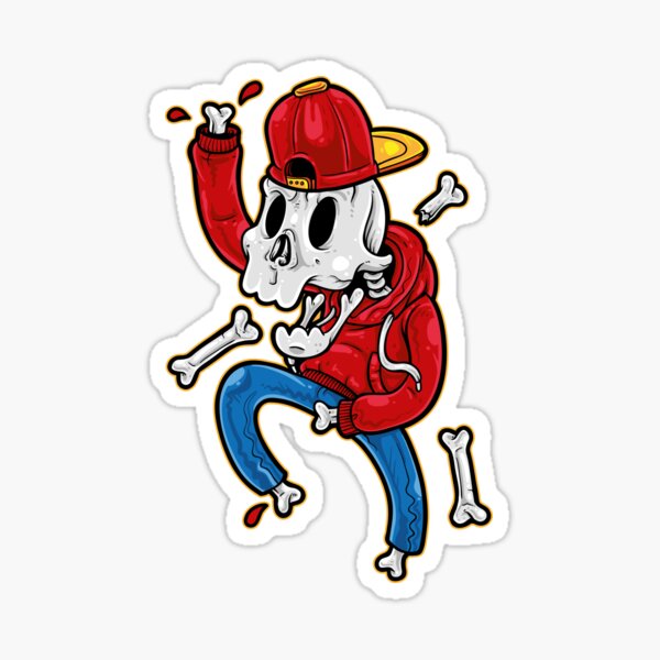 Dansing Skeleton Graffiti Character Illustration Sticker For Sale By Phatstylez Redbubble 8153