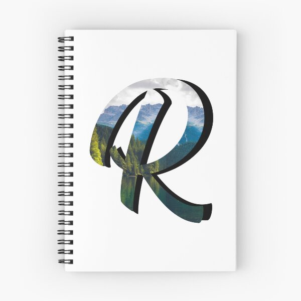 Item preview, Letter R Monogram Script Initial Forest Mountain Lake Variant designed and sold by quirkycounselor.