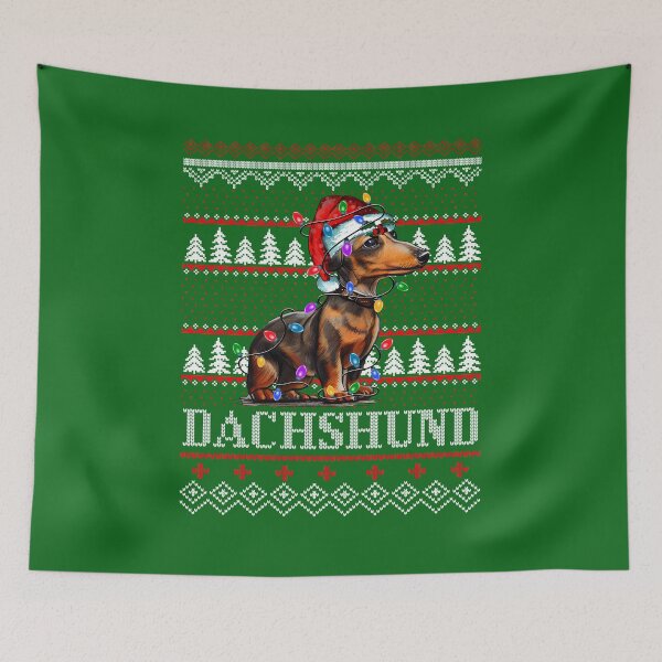Item preview, dachshund ugly christmas sweater - dachshund lover xmas ugly pajama - dachshund through the snow designed and sold by wear4gamers.