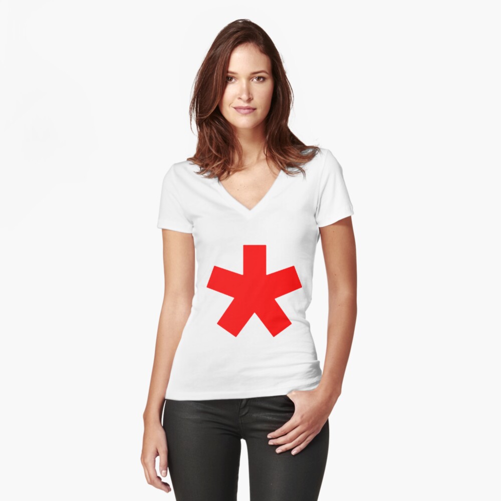 Simple Red Fitted V-Neck T-Shirt