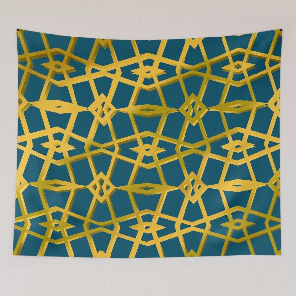 Item preview, Gold and Teal Chain Art Deco Pattern designed and sold by ScaleDesigns.
