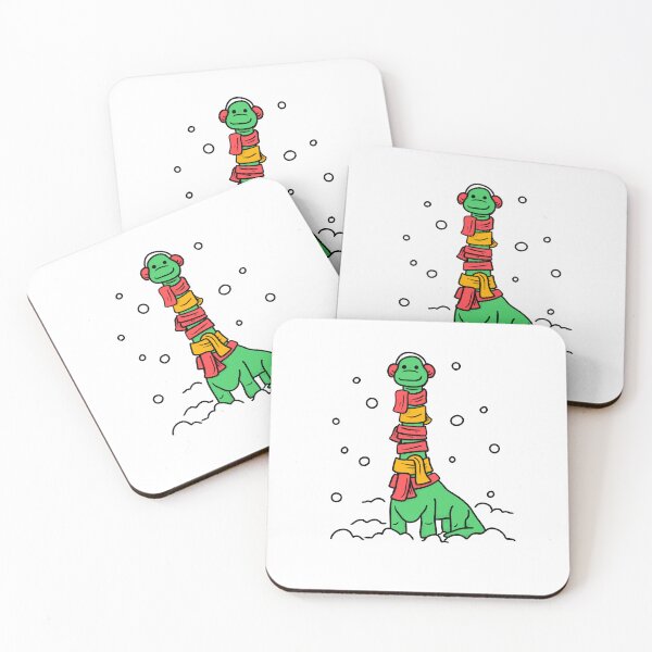 Item preview, Cute Dinosaur in the snow with scarves and earmuffs designed and sold by abowersock.