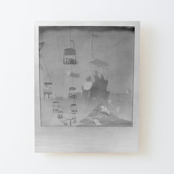 Impossible Project NC State Fair chair lift black and white Wood Mounted Print