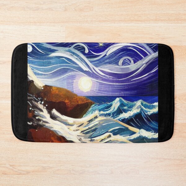 Item preview, Ocean Waves Moonlight Painting Series - Painting 11 -Throw Pillows and Prints.  designed and sold by ScatterHub.