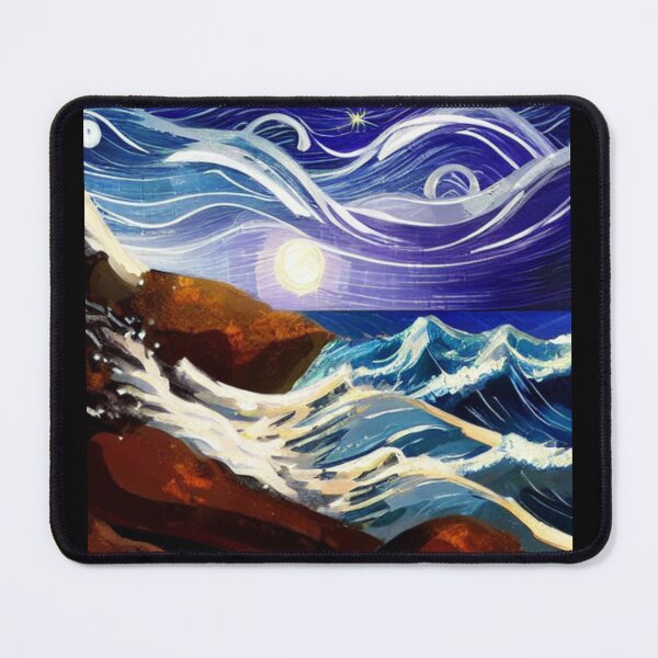 Item preview, Ocean Waves Moonlight Painting Series - Painting 11 -Throw Pillows and Prints. designed and sold by ScatterHub.