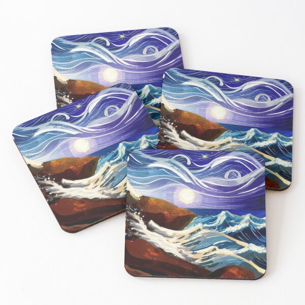 Item preview, Ocean Waves Moonlight Painting Series - Painting 11 -Throw Pillows and Prints.  designed and sold by ScatterHub.
