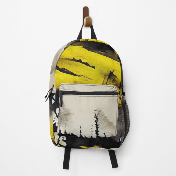 Item preview, Yellow Black Landscape with Mountains in the Background, pine forest and small florals designed and sold by aricutcia.