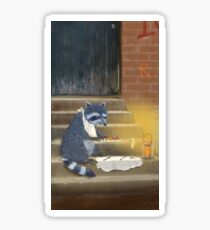 raccoon dining out Sticker